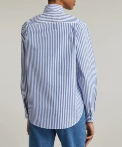 With Nothing Underneath Tops^The Classic Poplin Royal Blue Stripe Shirt