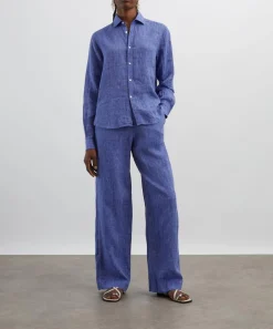 With Nothing Underneath Trousers & Shorts^The Lapis Blue Palazzo Trousers