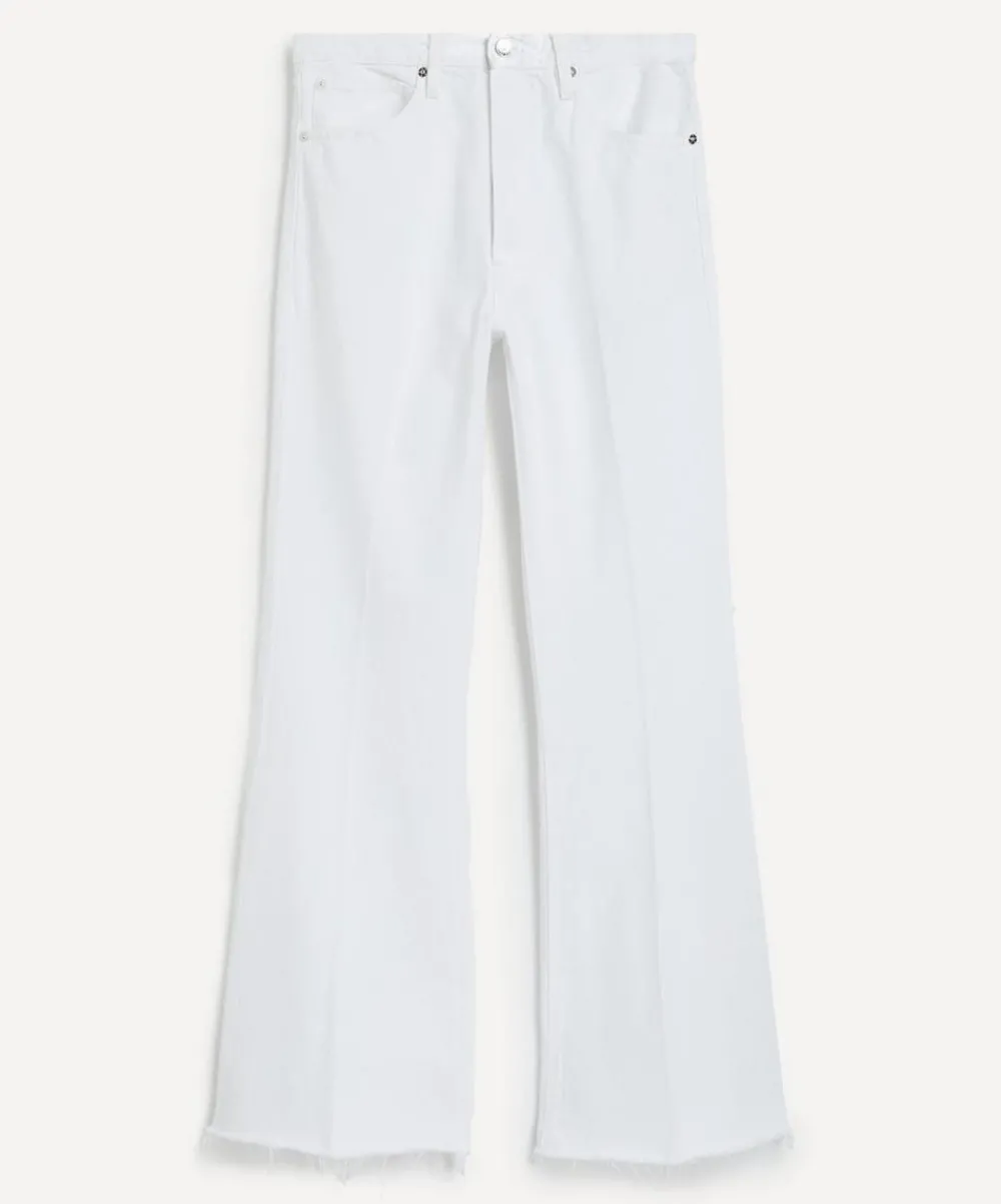 Frame Jeans^The Lax High-Rise Flare Jeans in White Raw Fry