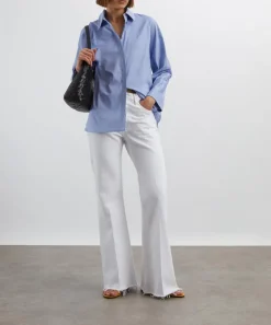 Frame Jeans^The Lax High-Rise Flare Jeans in White Raw Fry