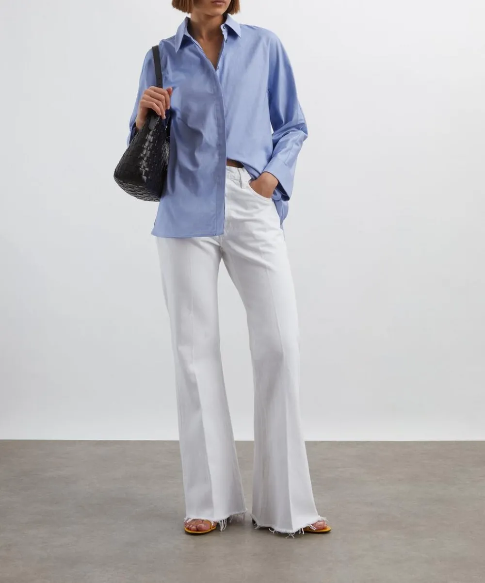 Frame Jeans^The Lax High-Rise Flare Jeans in White Raw Fry