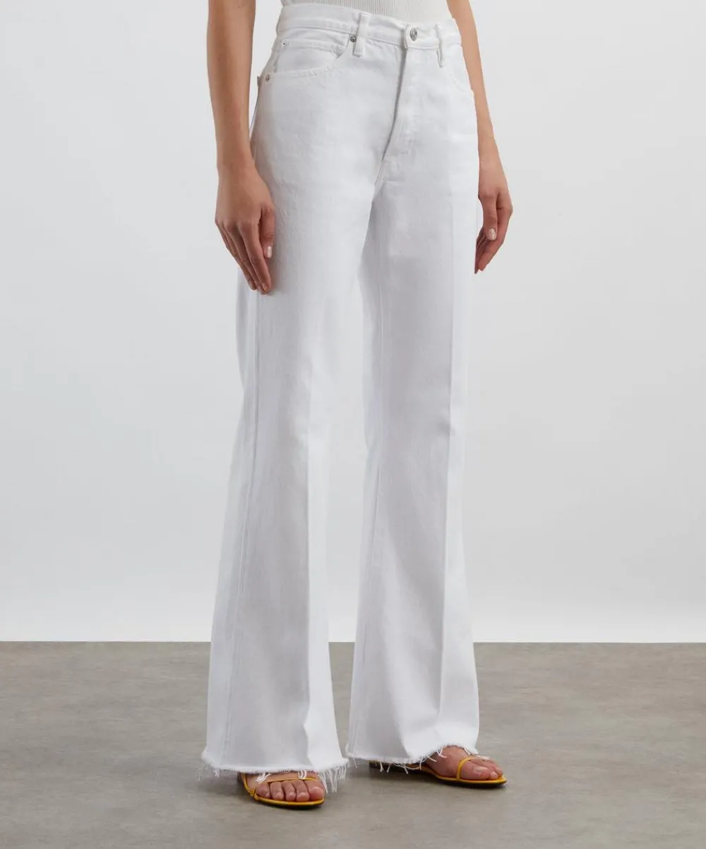 Frame Jeans^The Lax High-Rise Flare Jeans in White Raw Fry