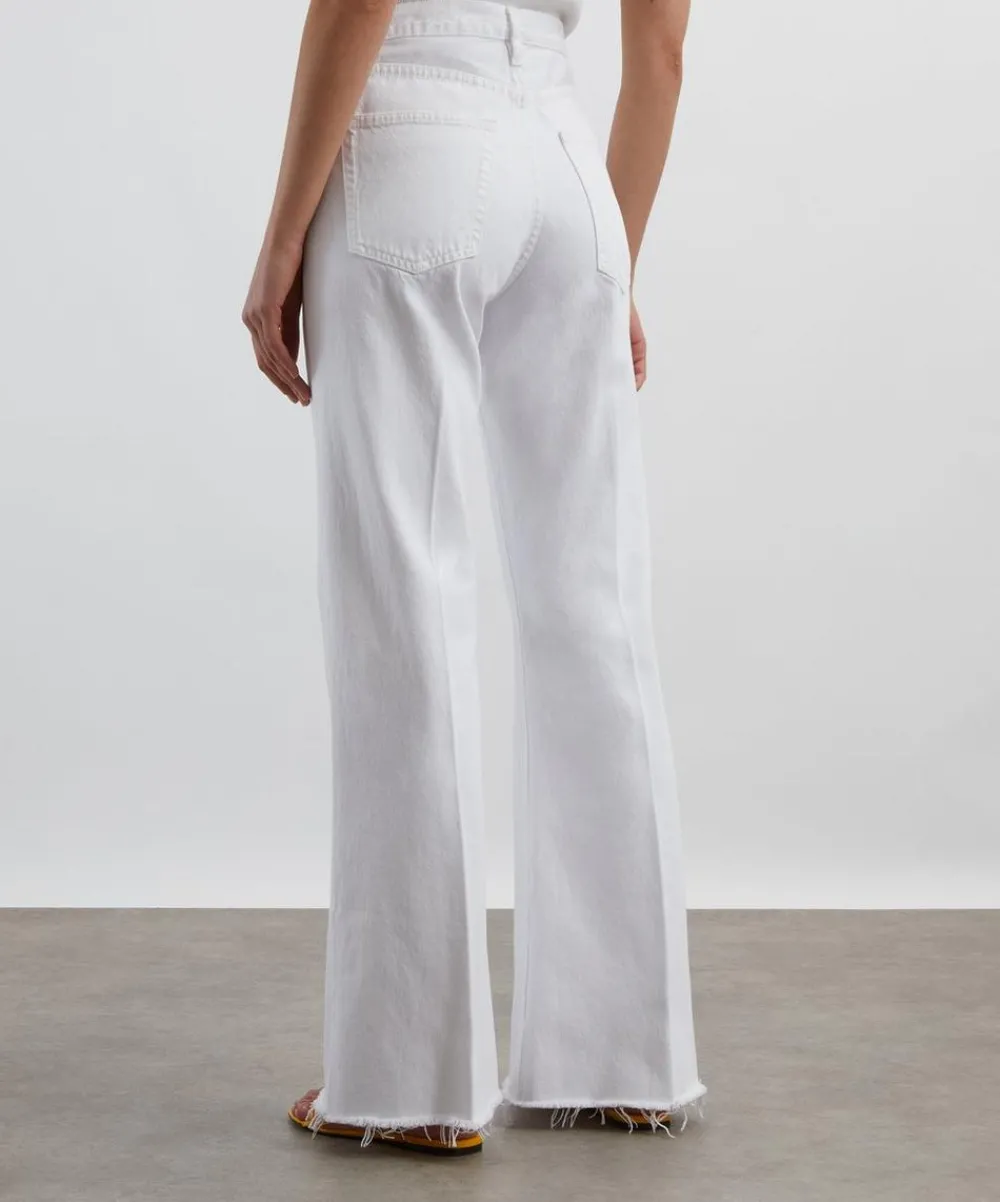 Frame Jeans^The Lax High-Rise Flare Jeans in White Raw Fry