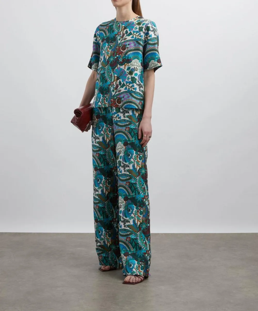 Liberty Trousers & Shorts^The Stage Silk Palazzo Trousers