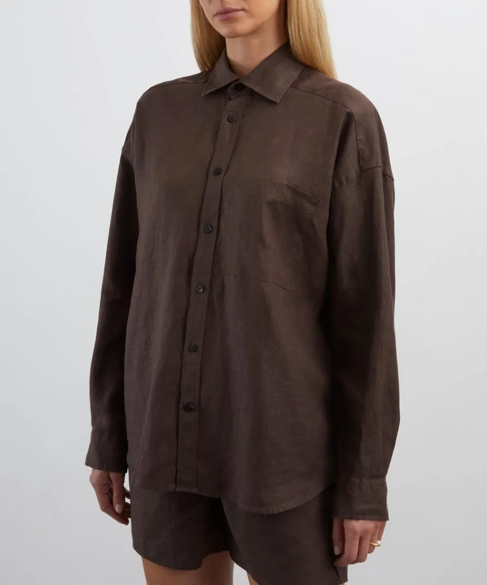 With Nothing Underneath Tops^The Weekend Chocolate Hemp Shirt
