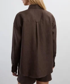 With Nothing Underneath Tops^The Weekend Chocolate Hemp Shirt