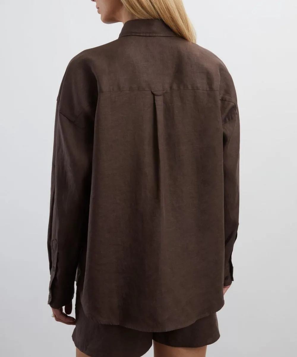 With Nothing Underneath Tops^The Weekend Chocolate Hemp Shirt