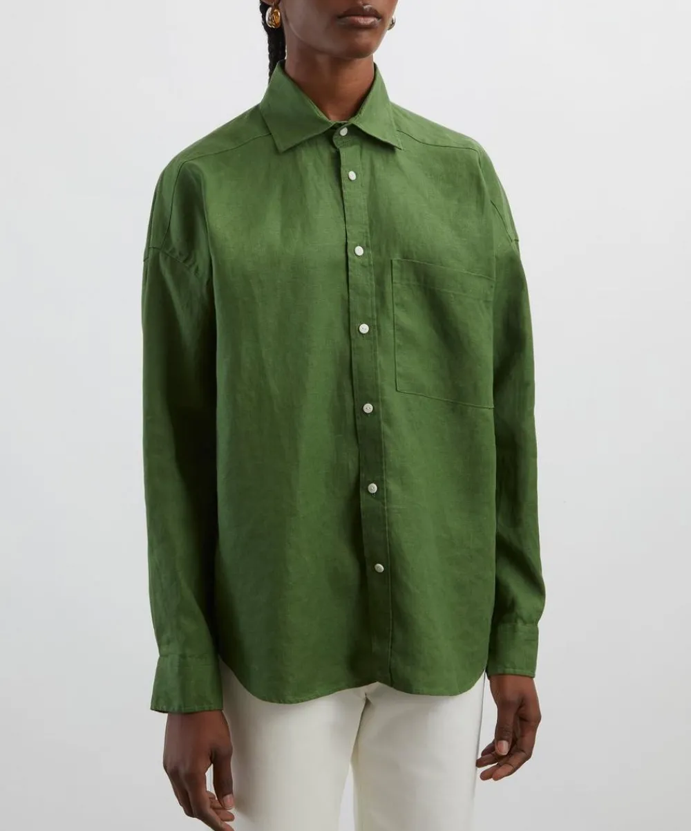 With Nothing Underneath Tops^The Weekend Green Hemp Shirt