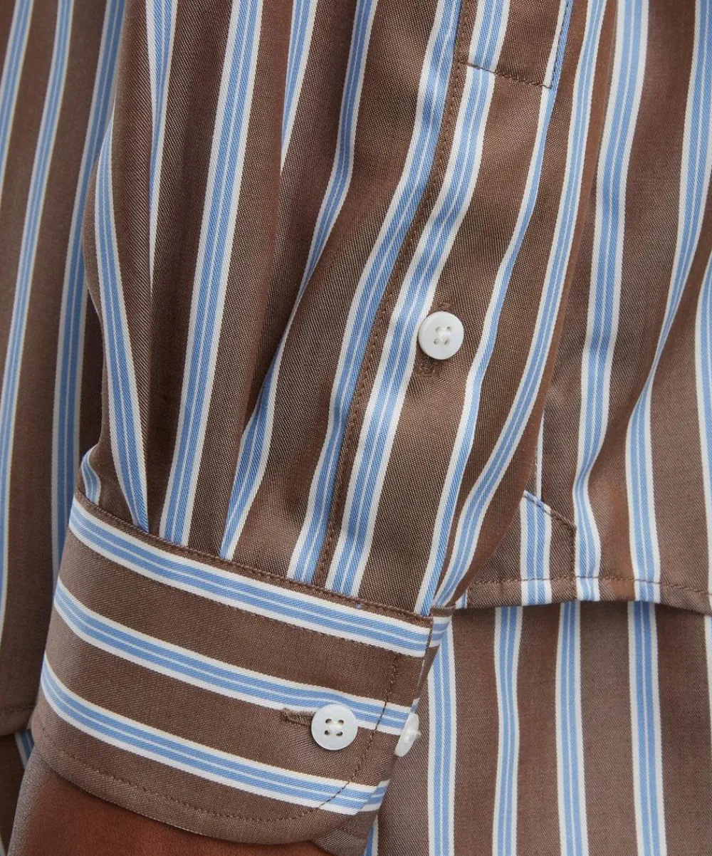 With Nothing Underneath Tops^The Weekend Mocha Multi-Stripe Shirt