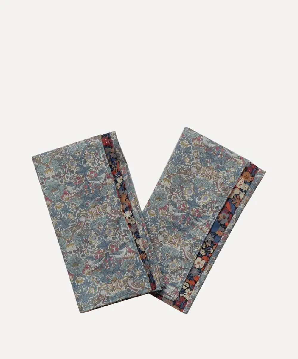 Coco & Wolf Tableware^Thorpe and Strawberry Thief Spring Wavy Edge Napkins Set of Two