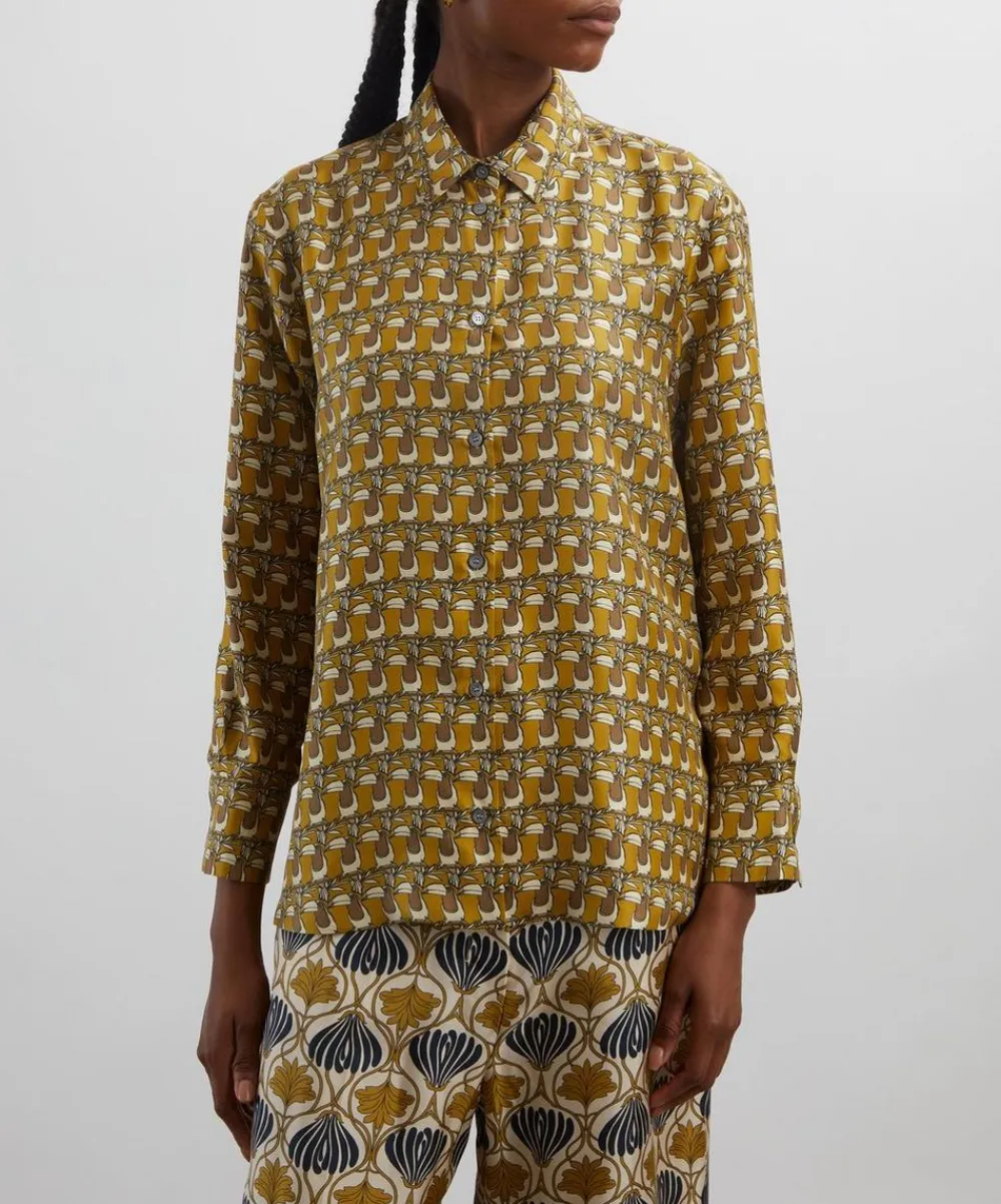 S Max Mara Tops^Timec Reversible Printed Silk Shirt