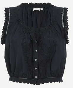 DÔEN Tops^Traveller Cotton Floral Eyelet Top