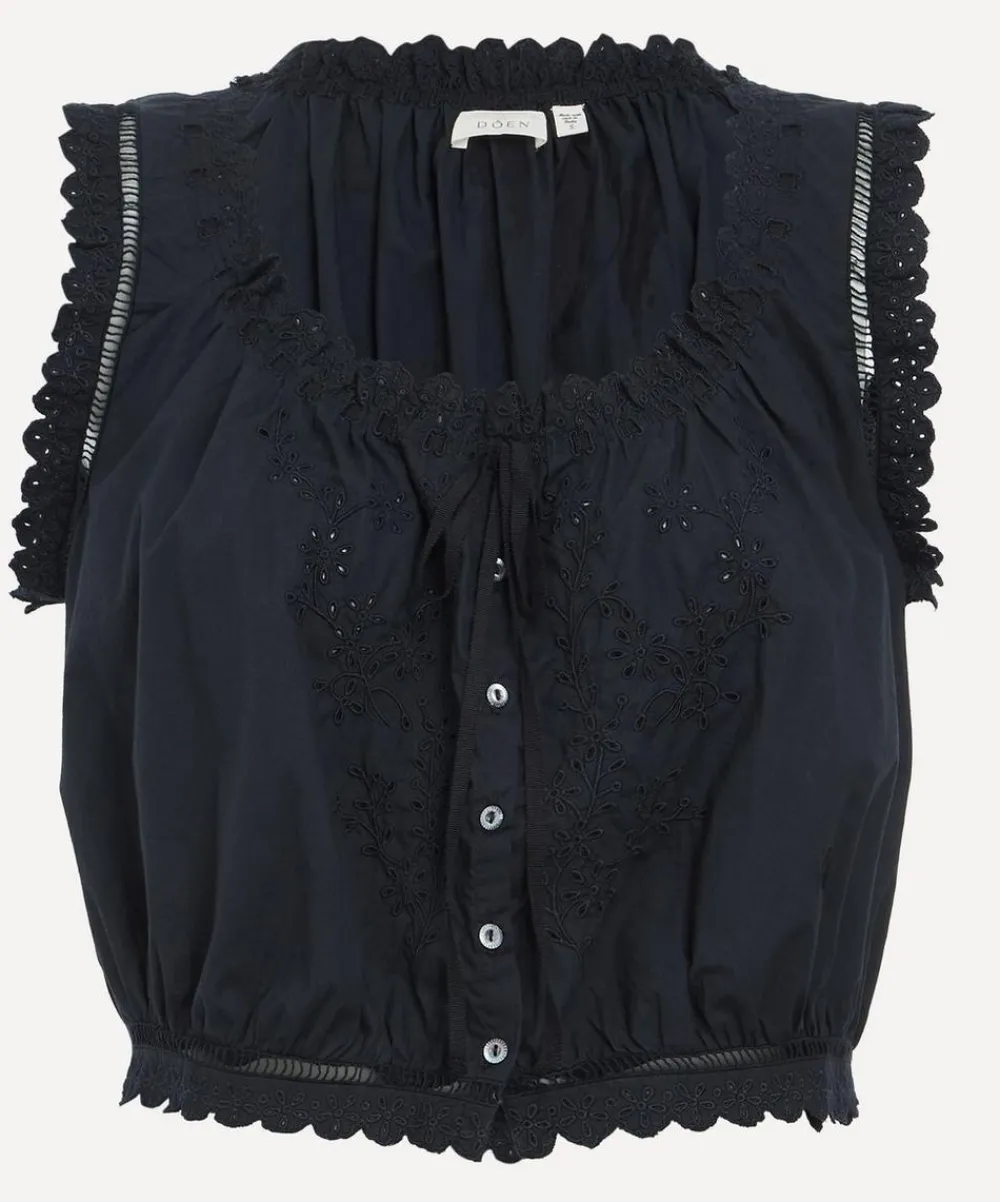 DÔEN Tops^Traveller Cotton Floral Eyelet Top