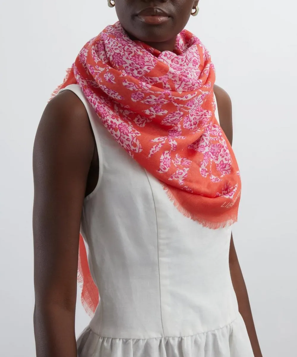 Liberty Scarves^Tree Of Life Meadow 140x140 Wool-Silk Scarf