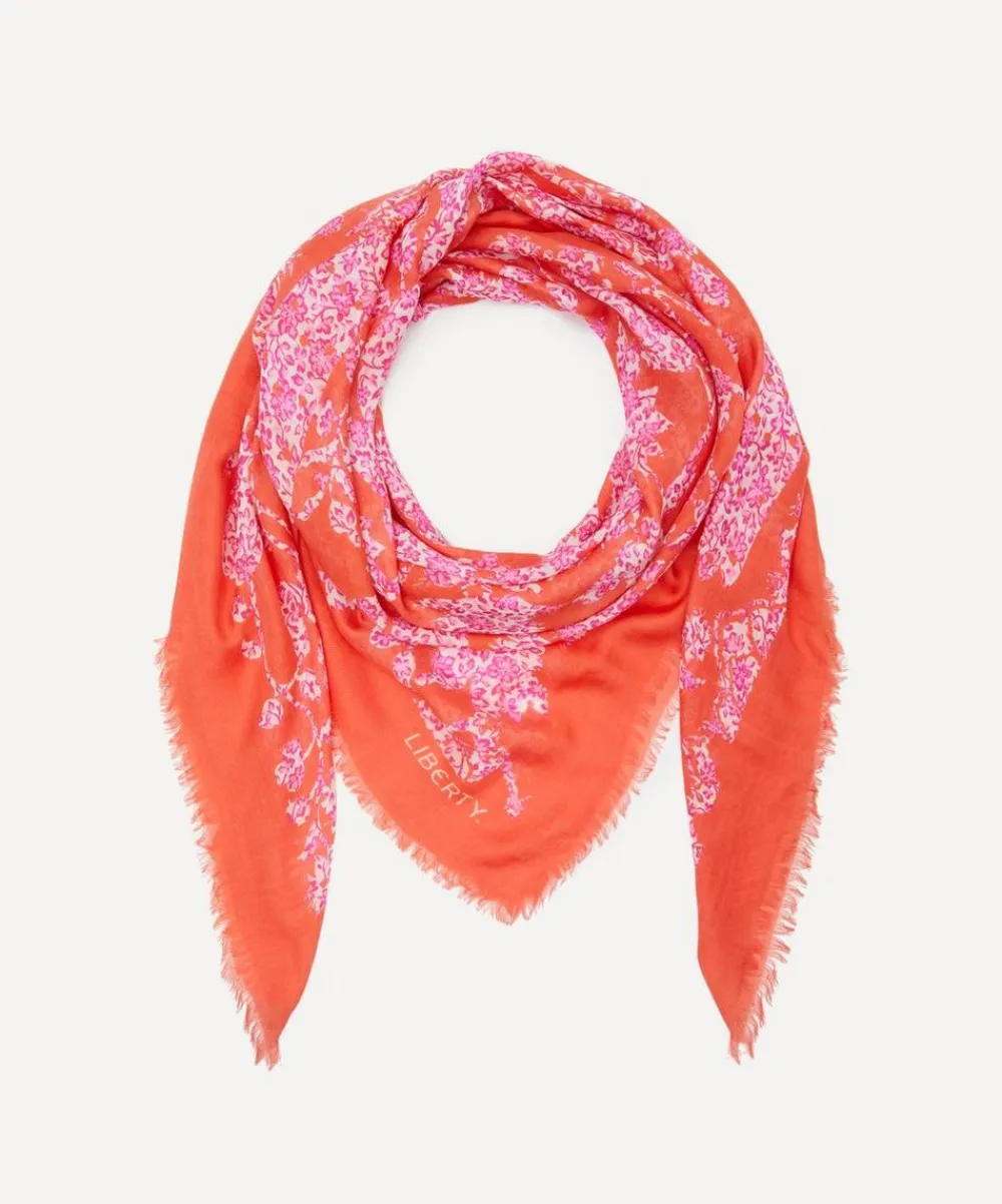 Liberty Scarves^Tree Of Life Meadow 140x140 Wool-Silk Scarf