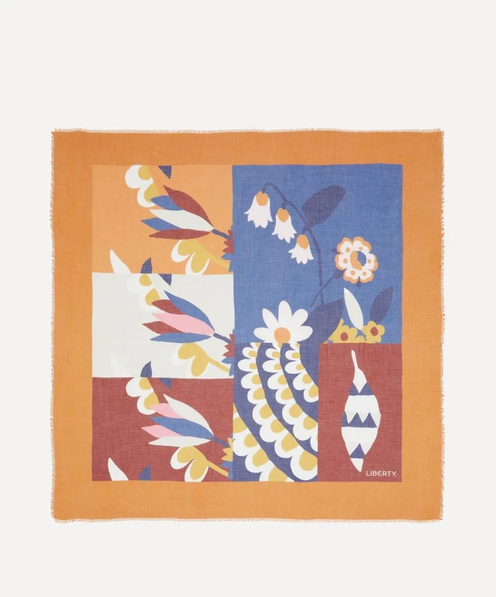 Liberty Scarves^Tropical Floral 135X135 Modal-Cashmere Scarf