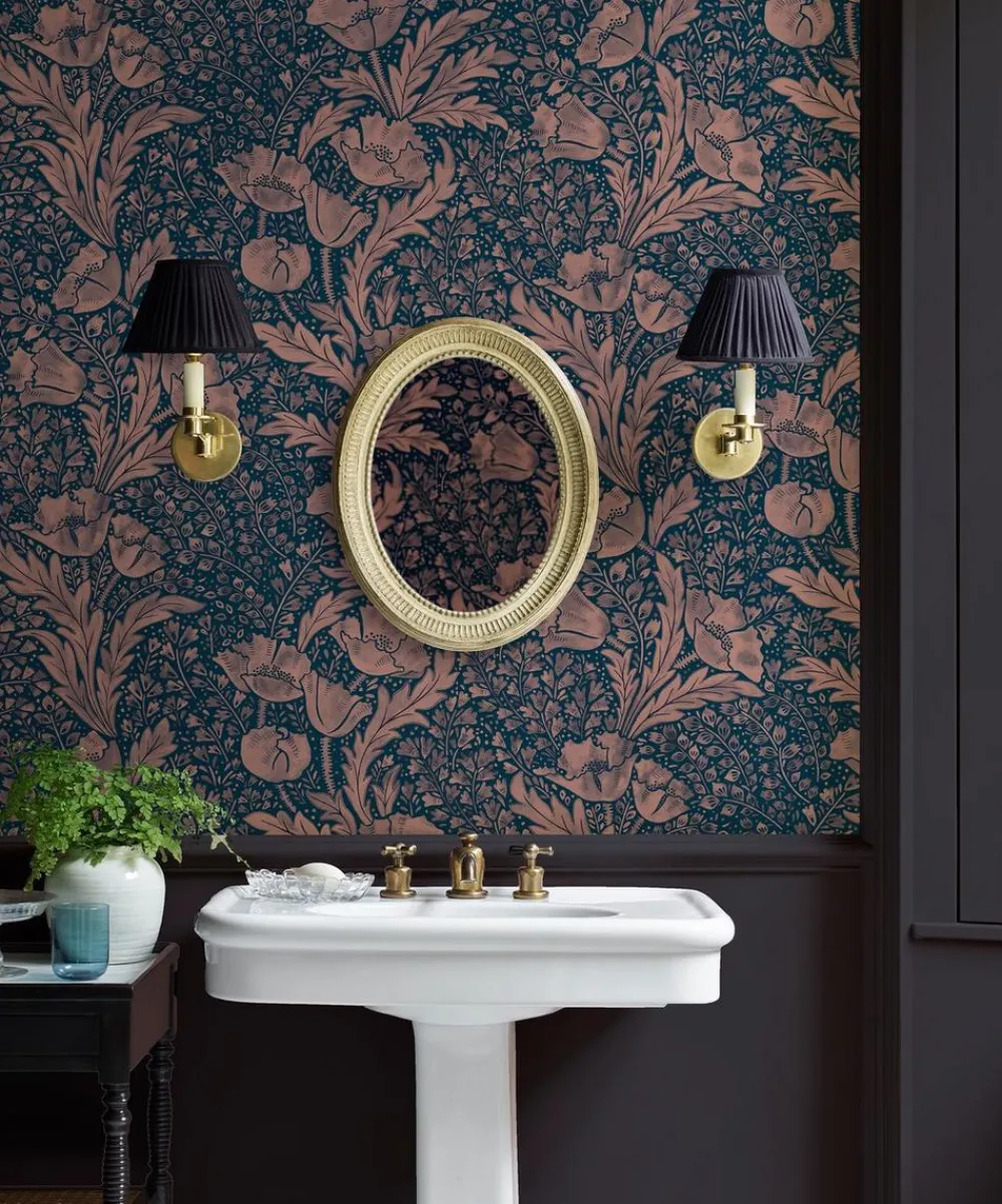 Liberty Interiors Wallpaper|Wallpaper^Tudor Poppy in Ink