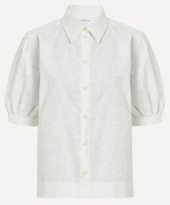 Liberty Tops^Victoria’s Lace Embroidered Puff-Sleeve Shirt