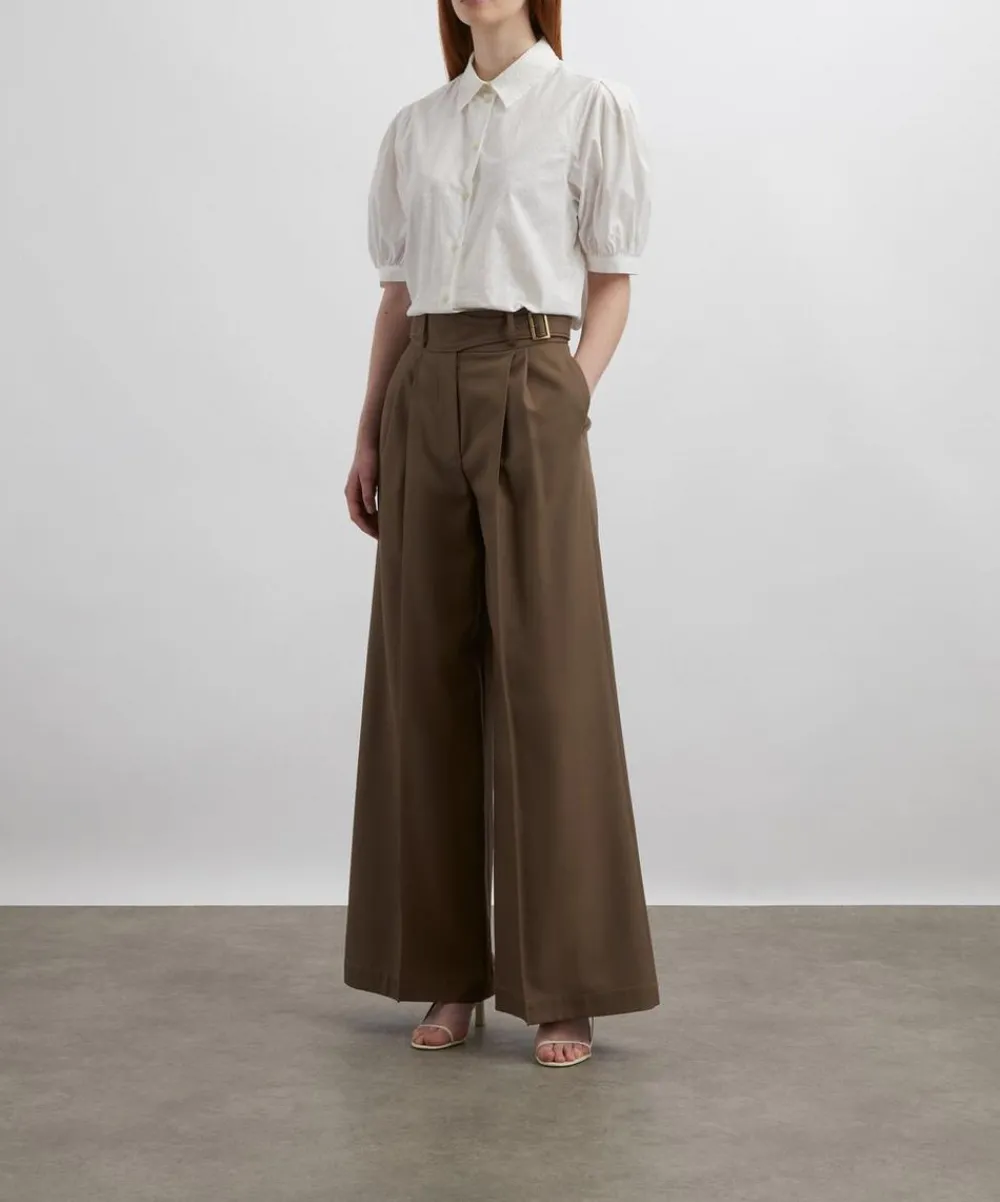 Liberty Tops^Victoria’s Lace Embroidered Puff-Sleeve Shirt