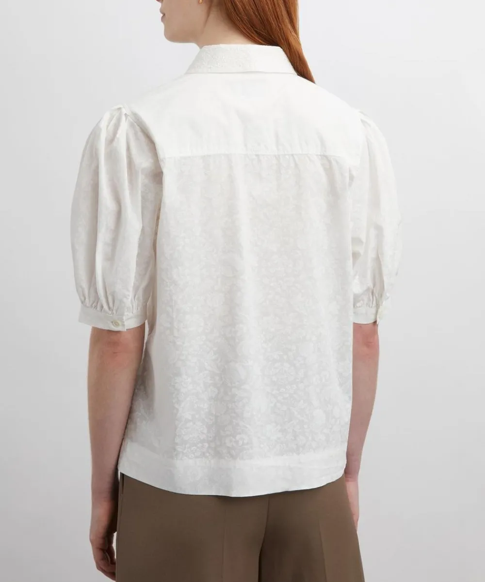 Liberty Tops^Victoria’s Lace Embroidered Puff-Sleeve Shirt