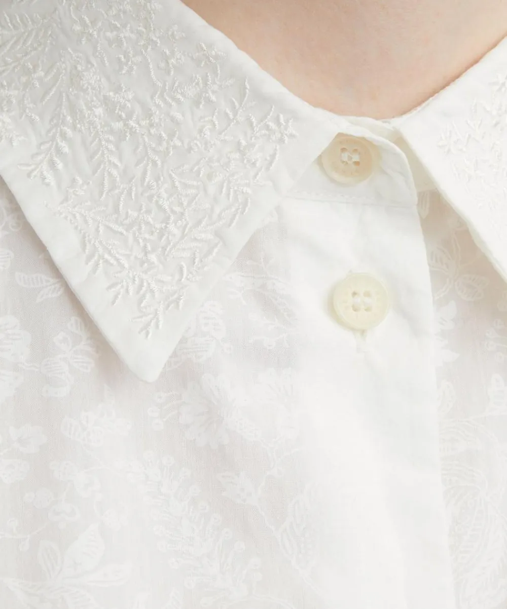 Liberty Tops^Victoria’s Lace Embroidered Puff-Sleeve Shirt