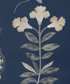 Liberty Interiors Wallpaper^Wallpaper Swatch - Botanical Stripe in Pewter Blue