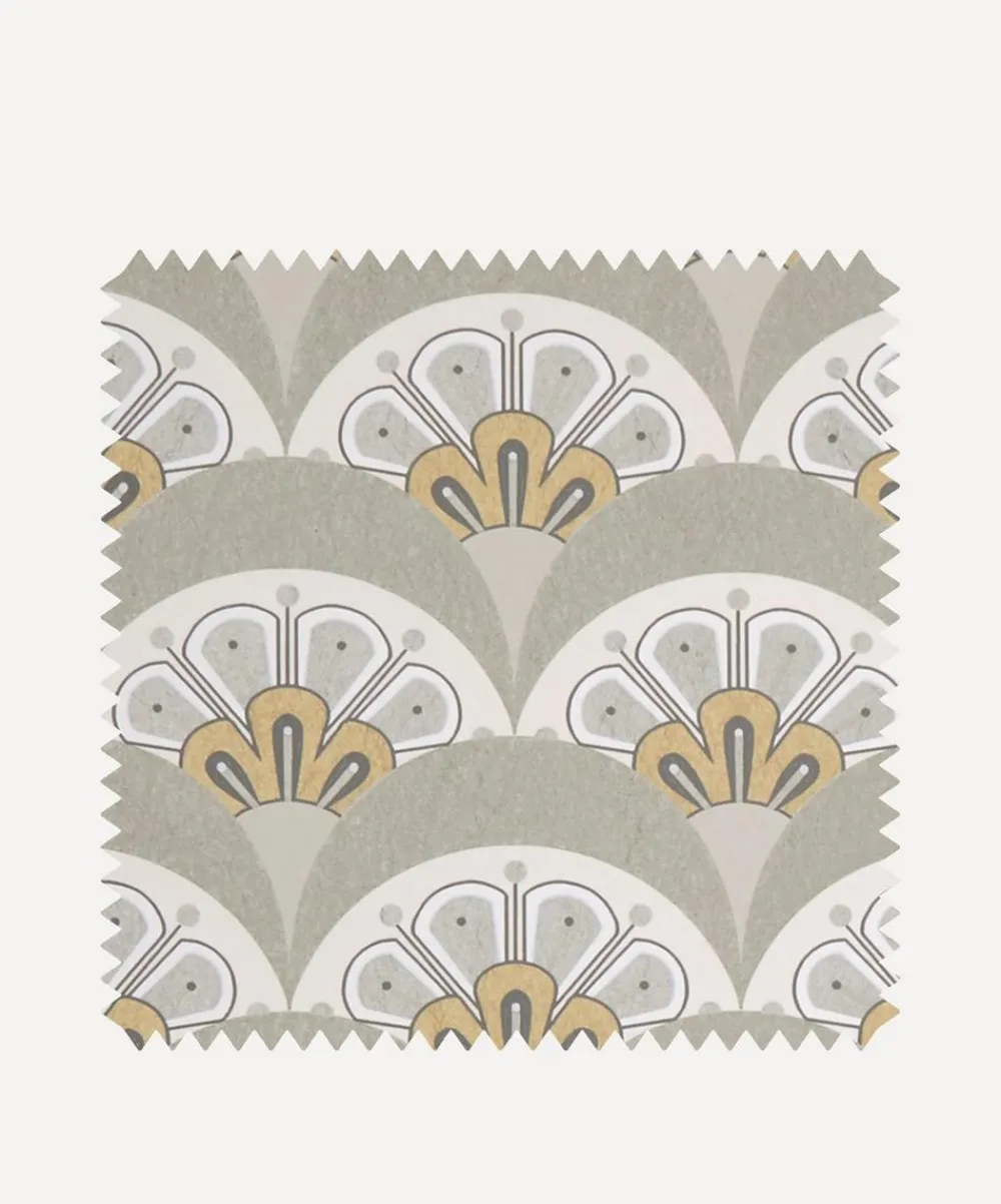Liberty Interiors Wallpaper^Wallpaper Swatch - Deco Scallop in Pewter White