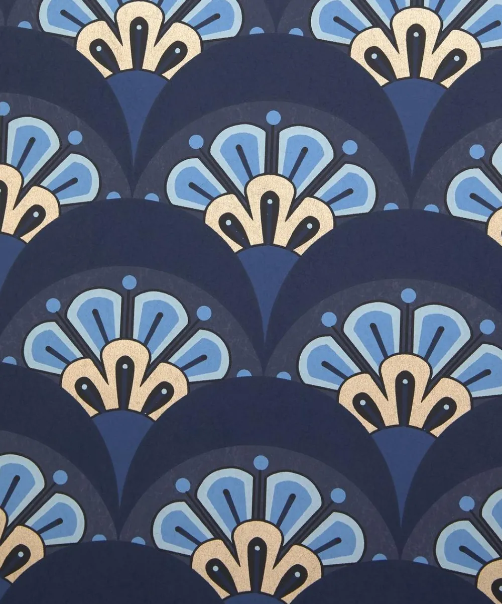 Liberty Interiors Wallpaper^Wallpaper Swatch - Deco Scallop in Lapis