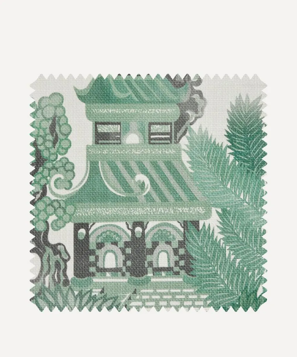 Liberty Interiors Wallpaper^Wallpaper Swatch – Floating Palace Linen in Jade