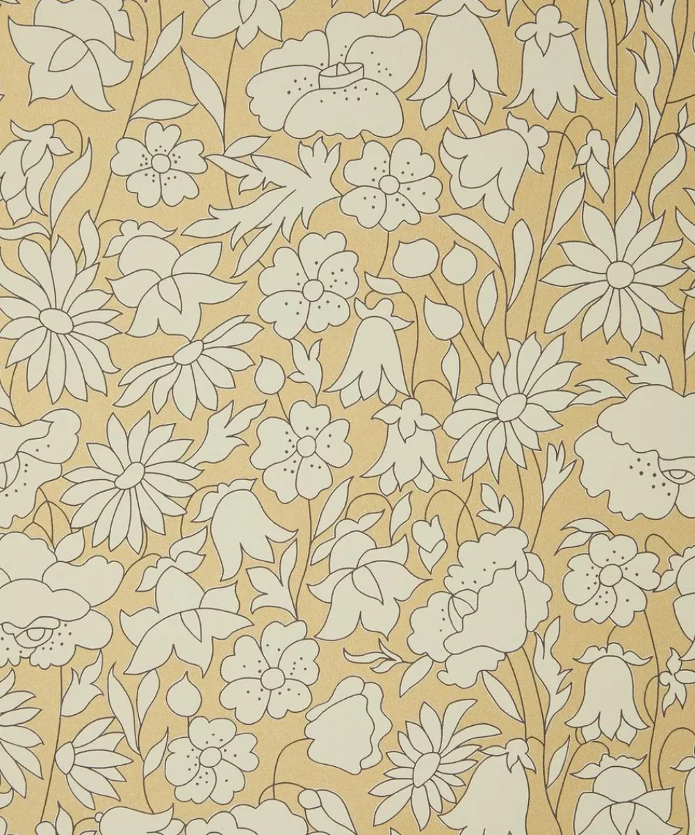 Liberty Interiors Wallpaper^Wallpaper Swatch - Poppy Meadow in Pewter Gold