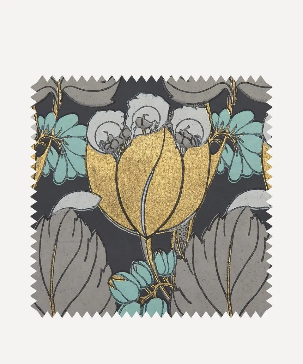 Liberty Interiors Wallpaper^Wallpaper Swatch - Regency Tulip in Pewter