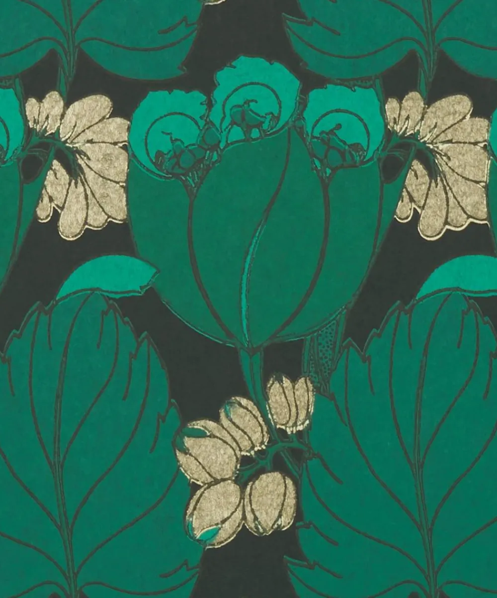 Liberty Interiors Wallpaper^Wallpaper Swatch - Regency Tulip in Jade