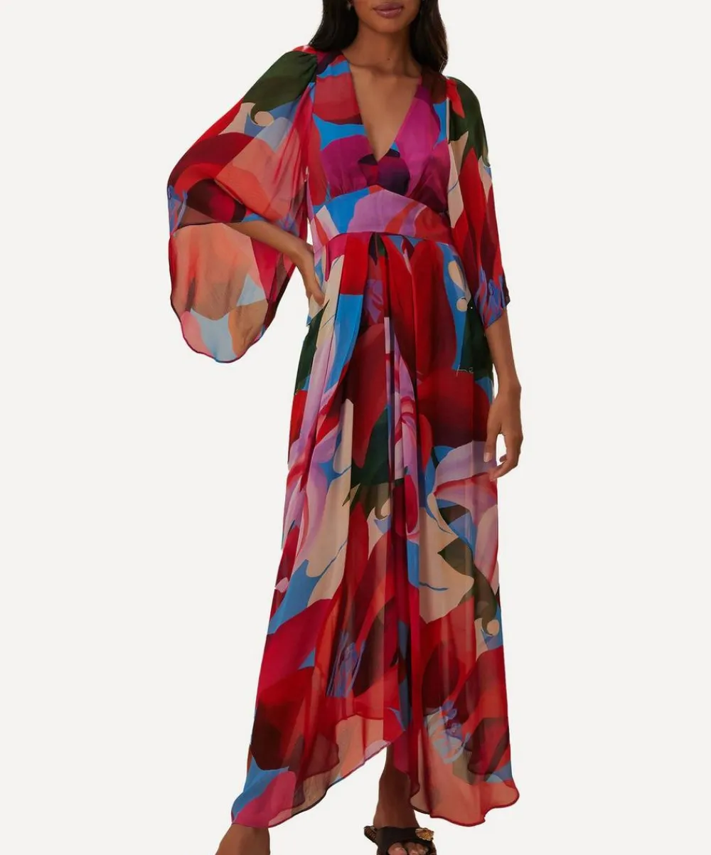 FARM Rio Dresses^Watercolour Floral Blue Maxi-Dress