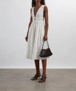Self-Portrait Dresses^White Cotton Broderie Midi Dress