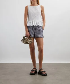 Ganni Tops^White Cotton Smock Tie Top