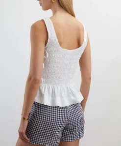 Ganni Tops^White Cotton Smock Tie Top
