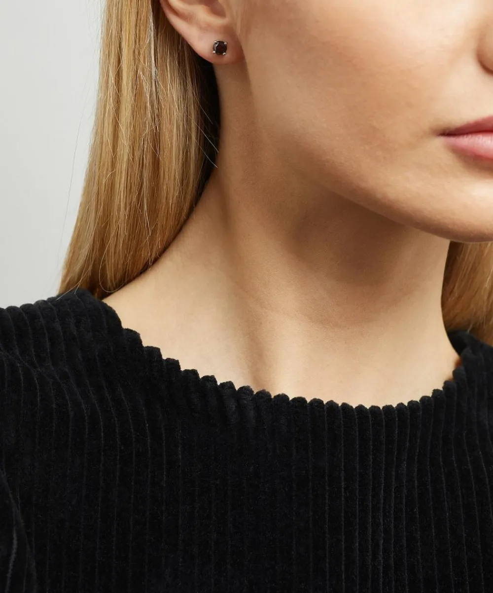Kojis Earrings|Earrings^White Gold Black Diamond Stud Earrings