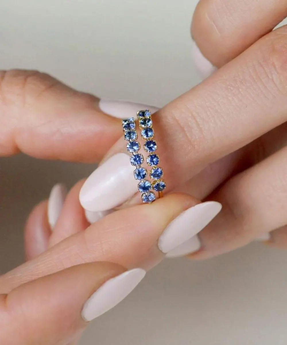 Dinny Hall Rings^White Gold Elyhara Blue Sapphire Half Eternity Ring