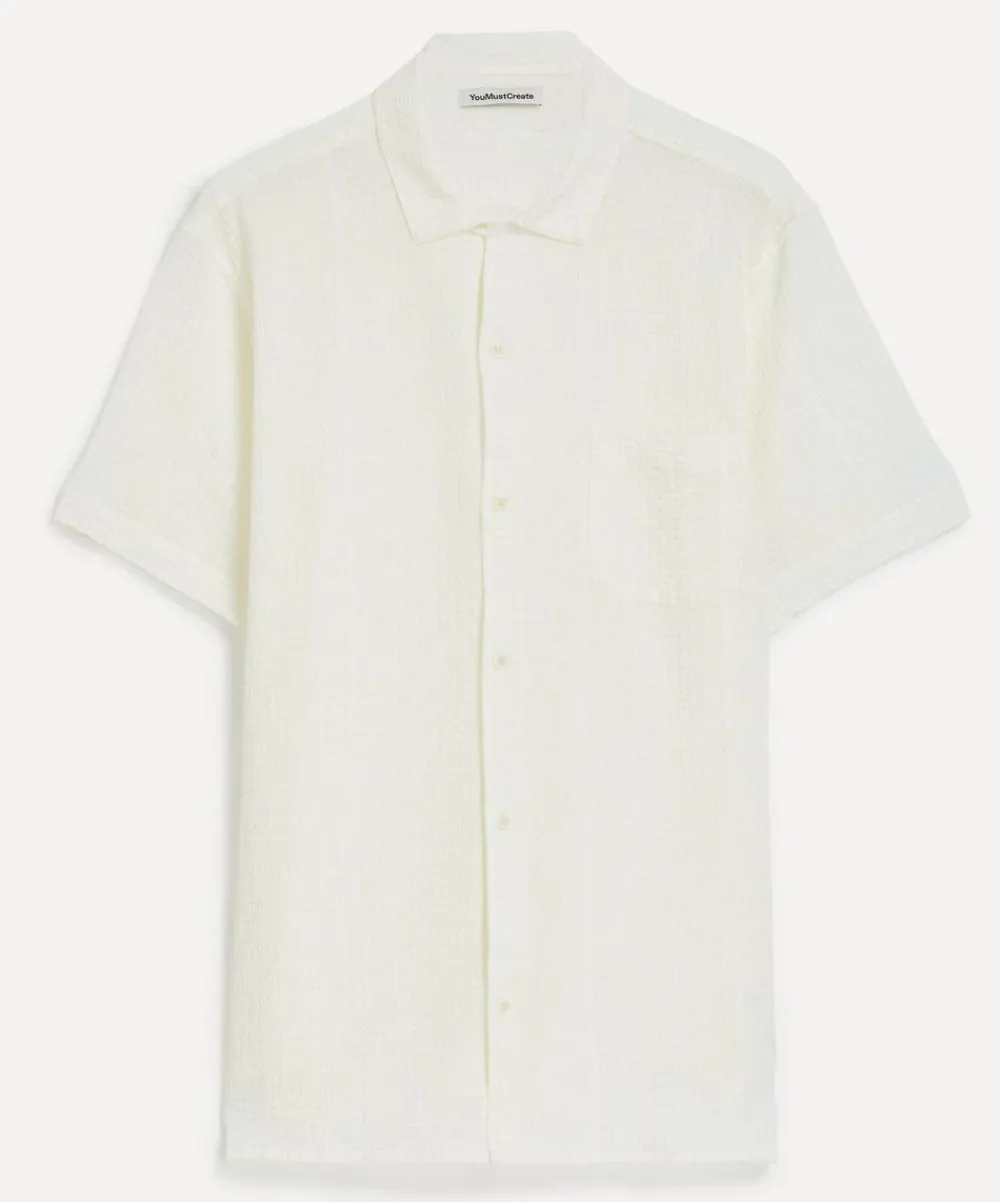 YMC Shirts^White Malick Seersucker Short-Sleeve Shirt