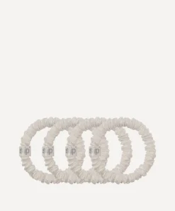 Slip Hair Styling|Wellness^White Skinny Silk Scrunchie Set of Four