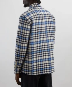Wax London Coats & Jackets^Whiting Ecru-Blue Strand Check Overshirt