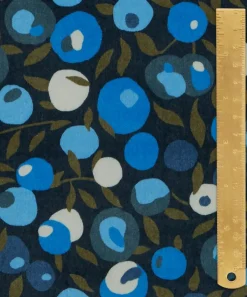 Liberty Interiors Furnishing Fabrics^Wiltshire Blossom Wellington Velvet in Lapis Dark