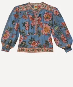 FARM Rio Tops^Wonderful Bouquet Blue Long–Sleeve Top