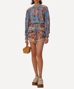FARM Rio Tops^Wonderful Bouquet Blue Long–Sleeve Top