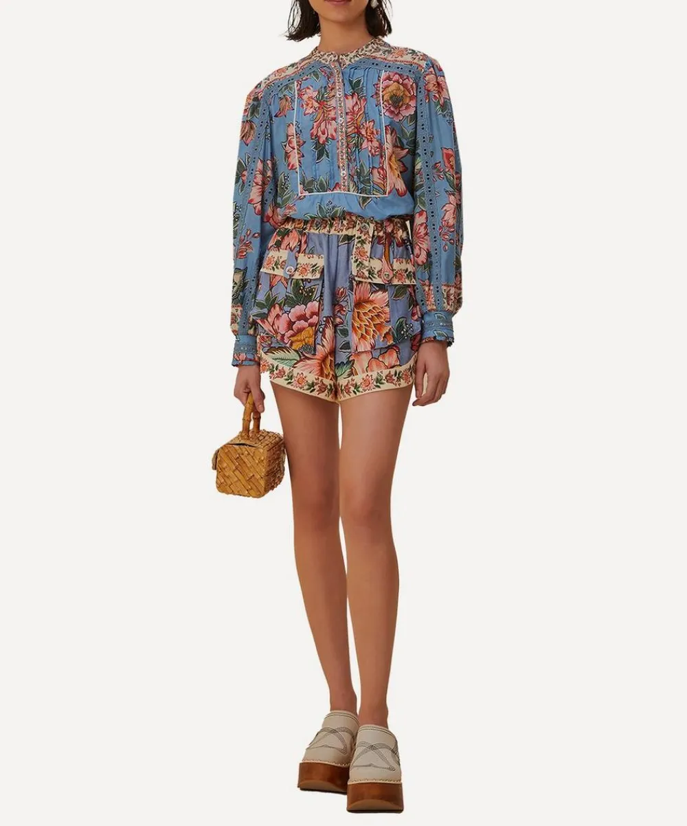 FARM Rio Tops^Wonderful Bouquet Blue Long–Sleeve Top
