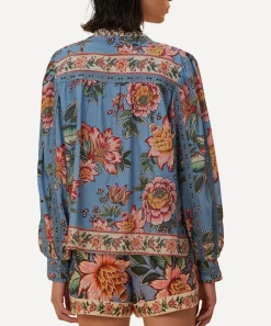 FARM Rio Tops^Wonderful Bouquet Blue Long–Sleeve Top