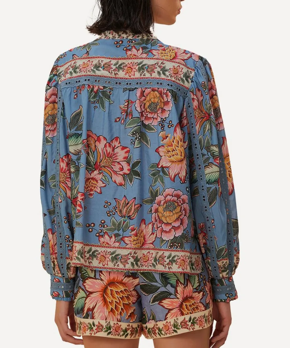 FARM Rio Tops^Wonderful Bouquet Blue Long–Sleeve Top