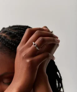 Missoma Rings^X Harris Reed Rhodium-Plated In Good Hands Stacking Ring