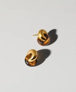 Monica Vinader Earrings^X Kate Young 18ct Gold-Plated Vermeil Silver Gemstone Link Stud Earrings