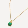 Missoma Necklaces^X Lucy Williams 18ct Gold-Plated Vermeil Silver Square Malachite Pendant Necklace